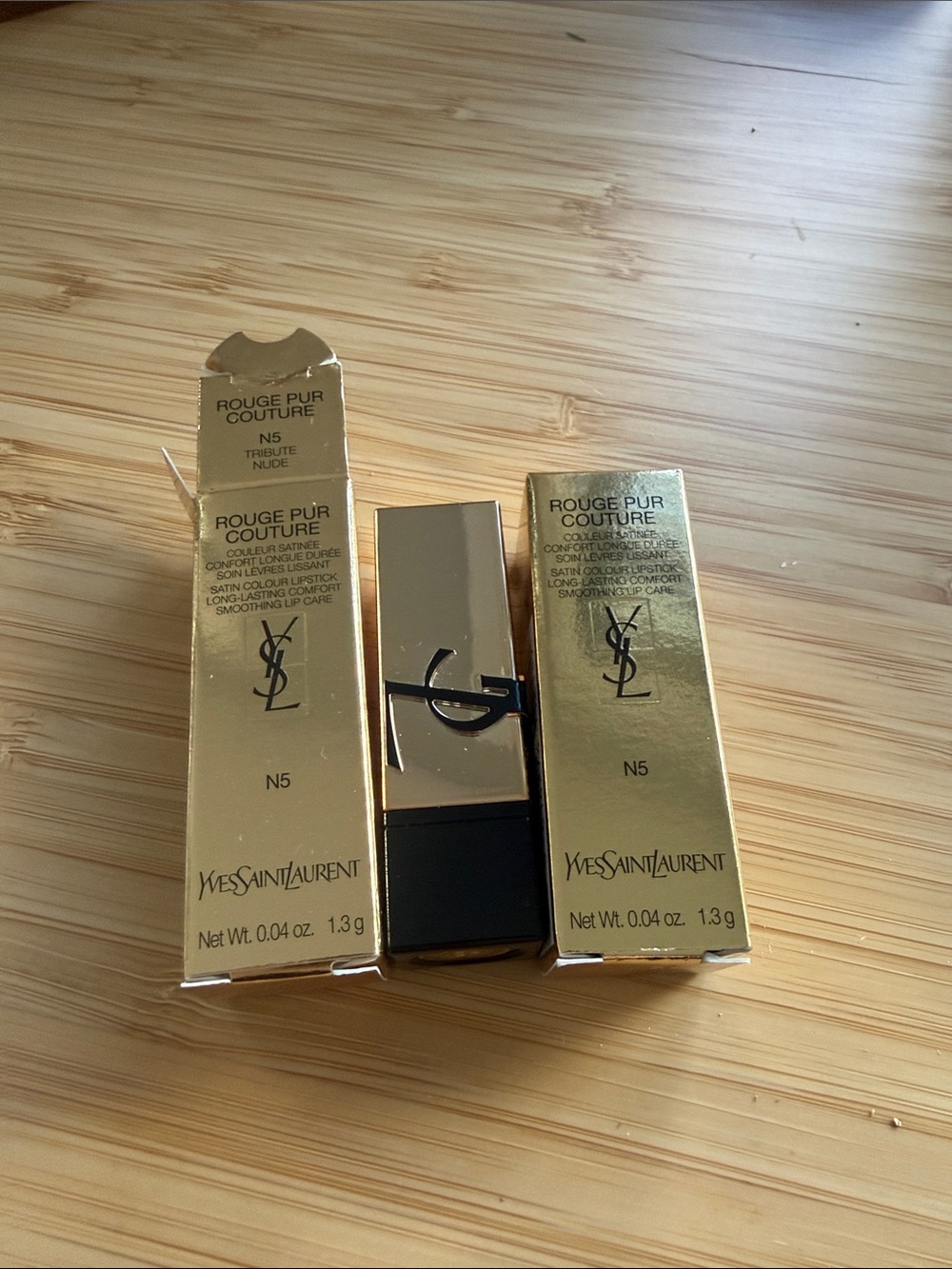 Yves Saint Laurent Rouge Pur Couture Lipstick N5 - Nude (Gold Packaging) x2